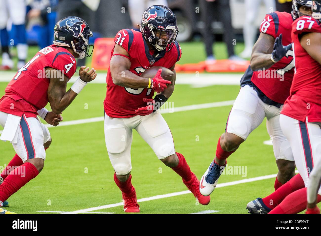 Houston, TX, USA. 12th Sep, 2021. Houston Texans running back David Johnson  (31) leaves the field after an NFL football game between the Jacksonville  Jaguars and the Houston Texans at NRG Stadium