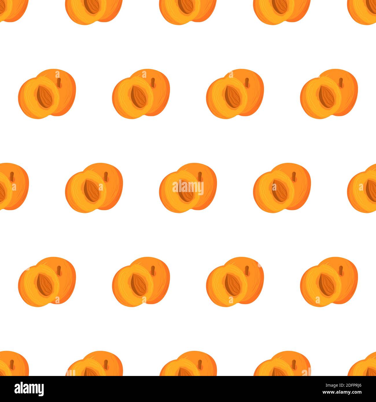 Apricot whole and half seamless pattern for textile design. Vector