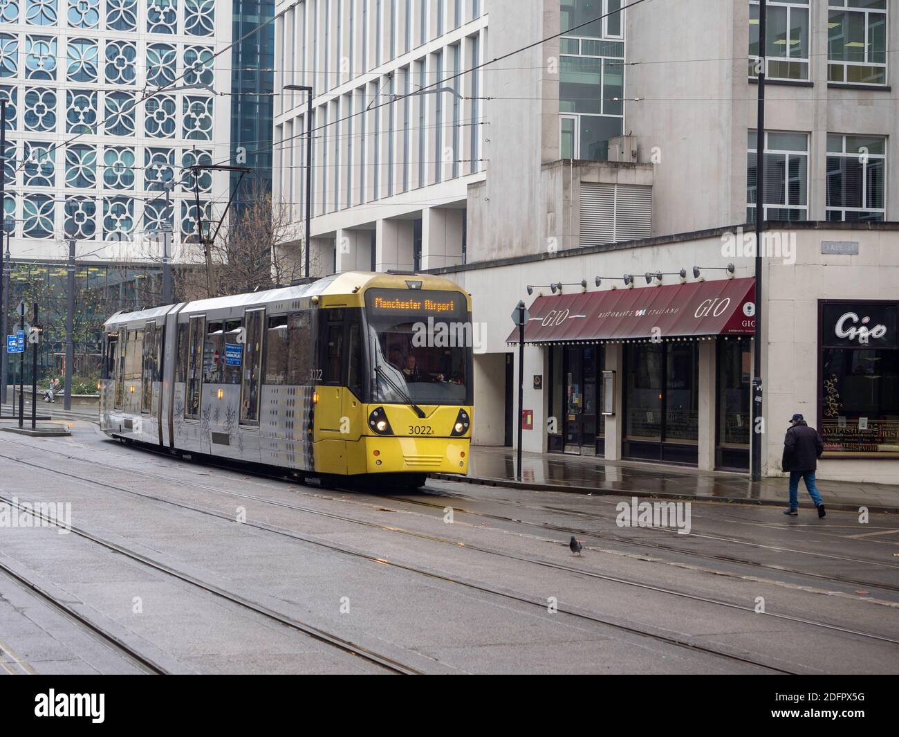 Metrolink Tram in Manchester City Centre Stock Photo