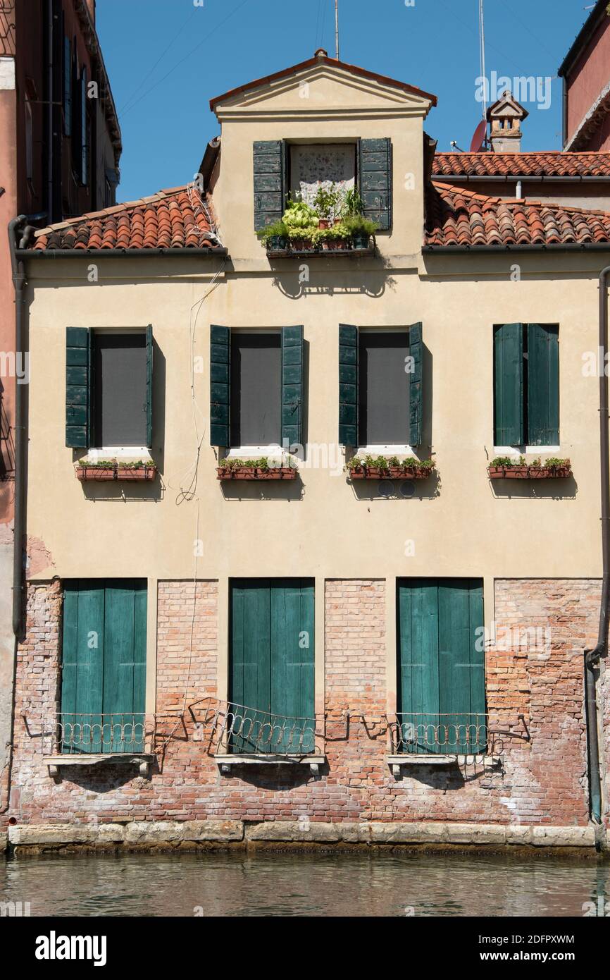 Building facade in the city of Venice, Italy, Europe Stock Photo