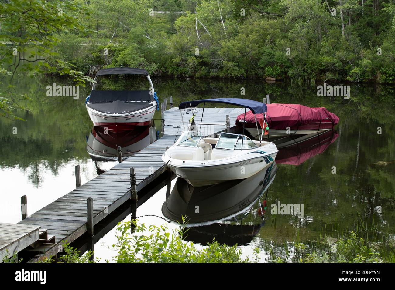 This threesome of boats was docked at Little Squam Lake,