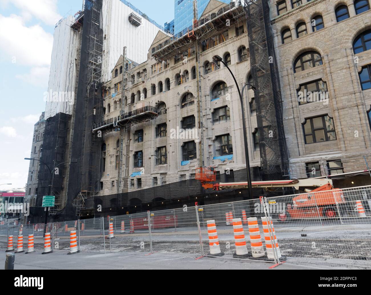 Major excavation work on Peel street in downtown Montreal, as well as