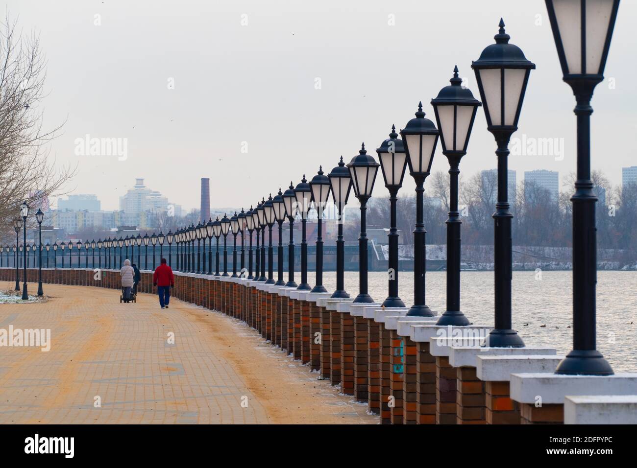 Lighting lanterns during the day in Moscow 2020 Stock Photo