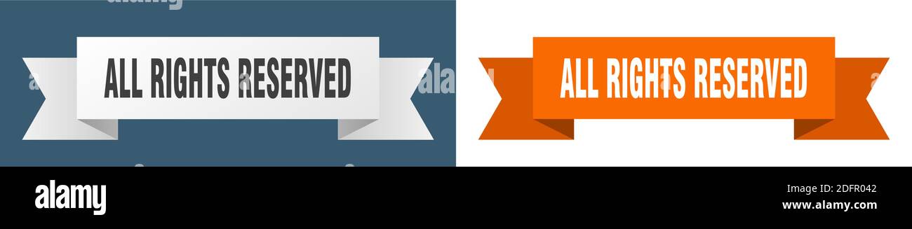 all rights reserved ribbon. all rights reserved isolated paper banner ...