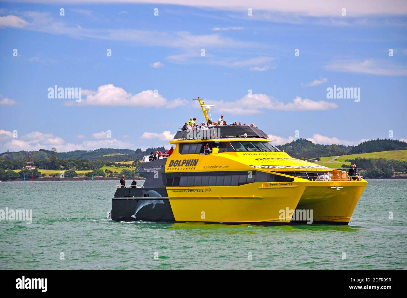 Dolphin Cruise boat, Russell, Bay of Islands, Northland Region, North Island, New Zealand Stock Photo