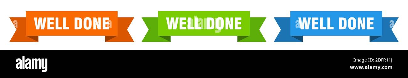 well done ribbon. well done isolated paper banner. sign Stock Vector