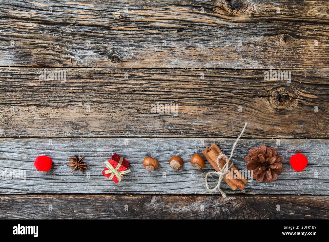 Christmas theme rustic wooden background Stock Photo - Alamy