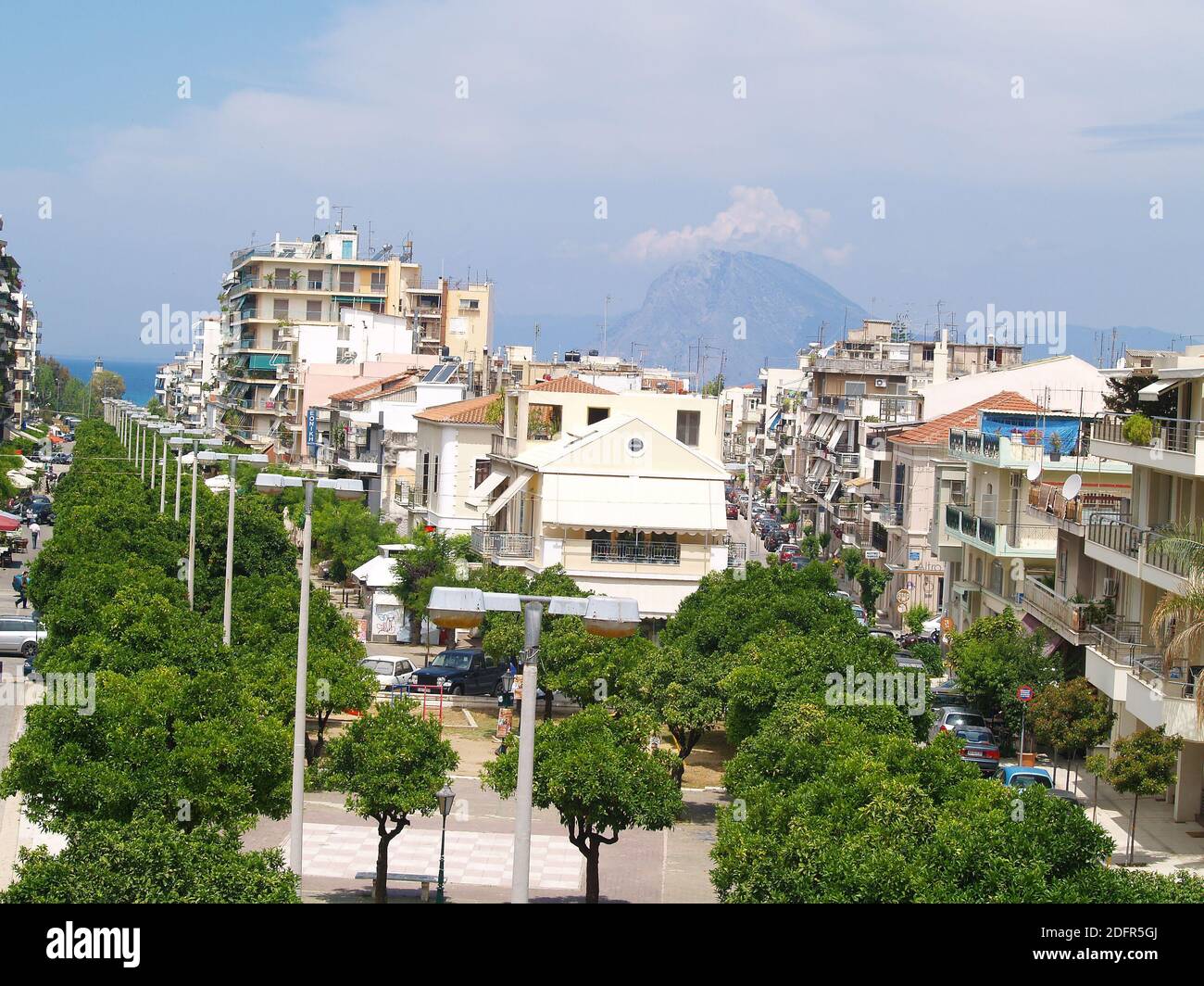 Еlevated panoramic view of the Patras and the sea both for sunrise and sunset Stock Photo