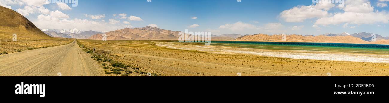 Panorama of Karakul Lake, Tajikistan Stock Photo