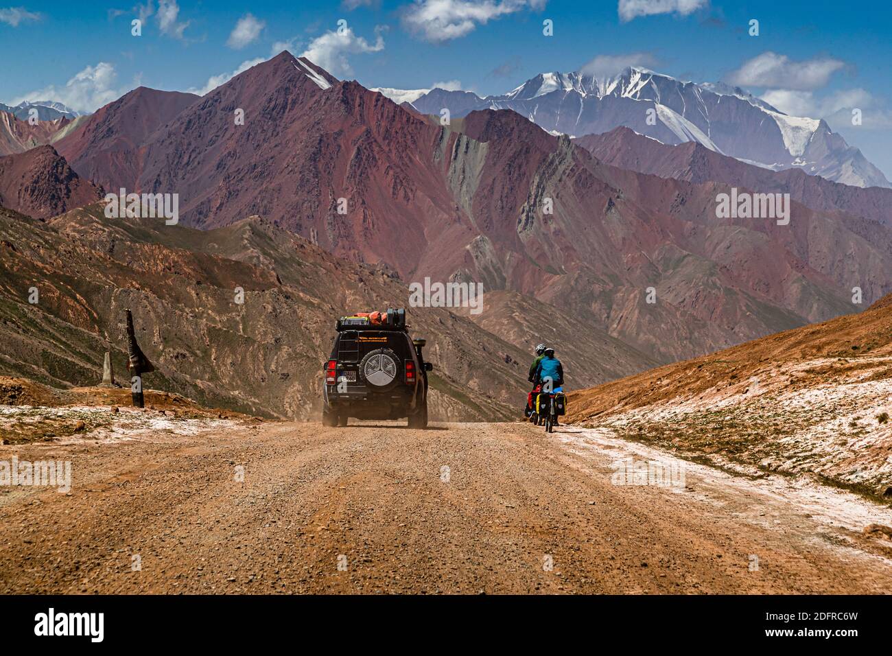 The Border between Tajikistan and Kyrgyzstan Stock Photo