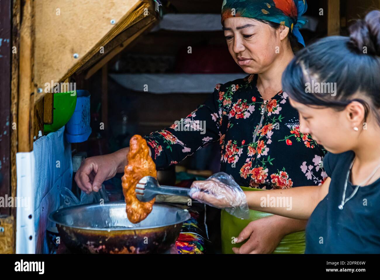 Boorsok is a Kyrgyz street food snack in Osh, Kyrgyzstan Stock Photo ...