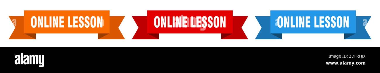 Lesson Ribbon online lesson ribbon. online lesson isolated paper banner. sign Stock ...