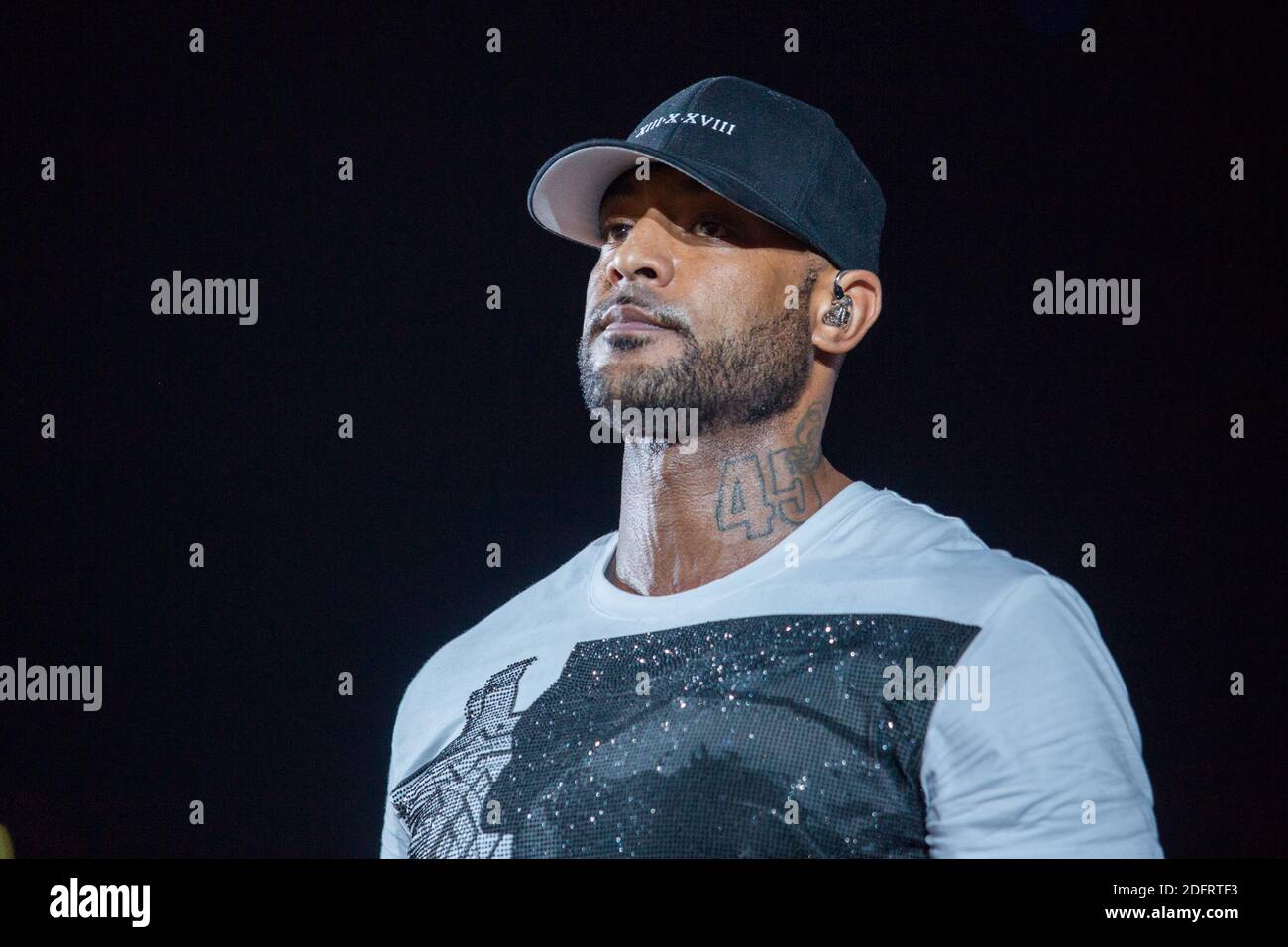 Singer Booba perform at U Arena Paris La Defense in Nanterre, France ...