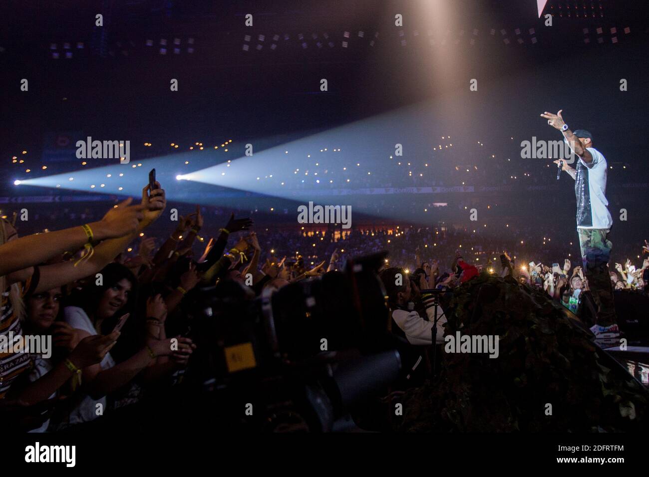 Singer Booba perform at U Arena Paris La Defense in Nanterre, France ...