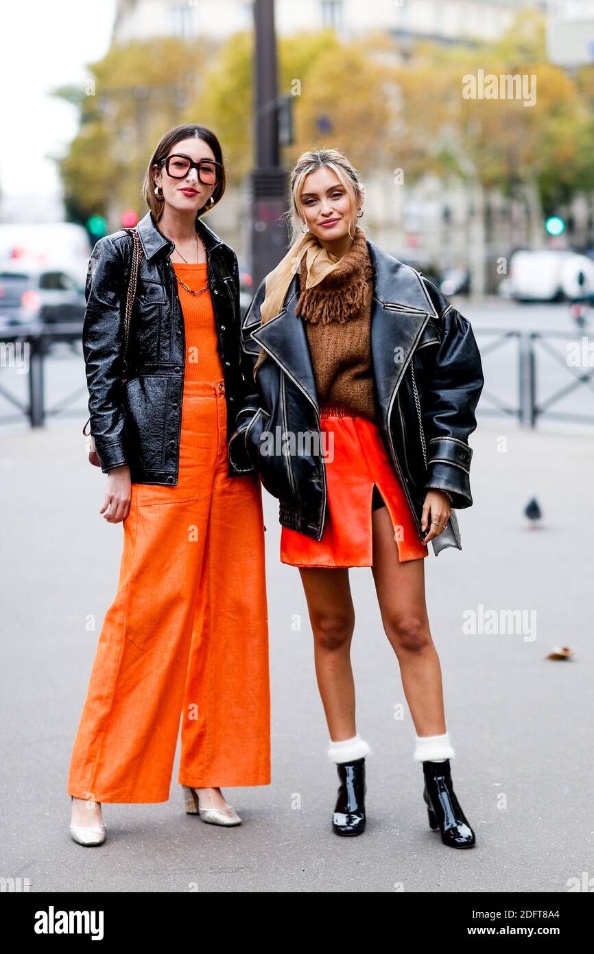 Street style, Carmen Hamilton and Sarah Ellen arriving at Miu Miu spring  summer 2019 ready-to-