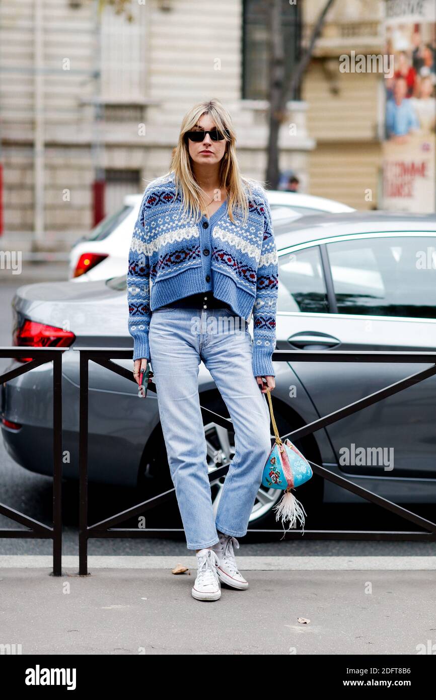 Street style, Camille Charriere arriving at Miu Miu spring summer 2019  ready-to-wear show, held at Palais d'Iena, in Paris, France, on October  2nd, 2018. Photo by Marie-Paola Bertrand-Hillion/ABACAPRESS.COM Stock Photo  - Alamy