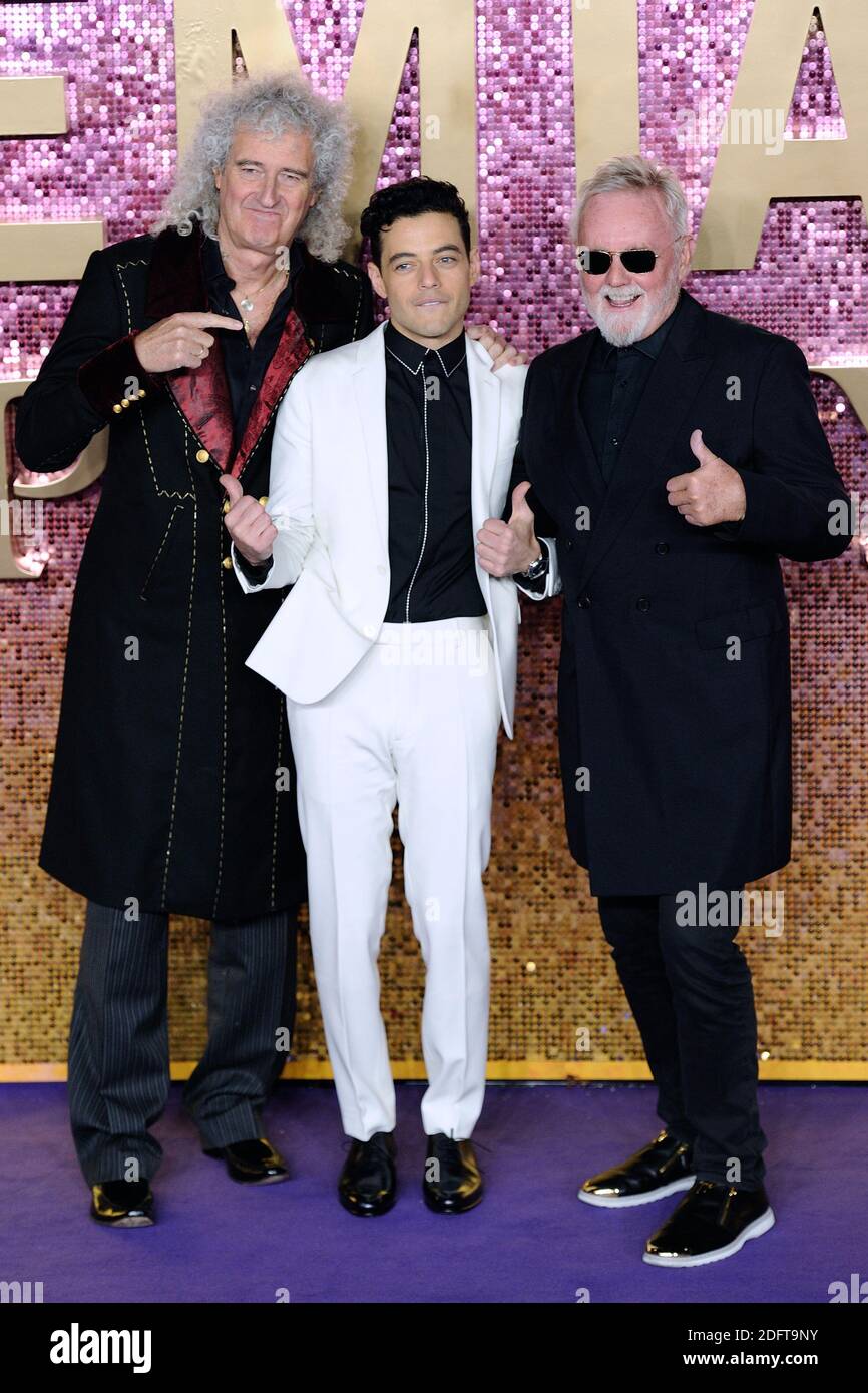 Brian May, Rami Malek and Roger Taylor attending the Bohemian Rhapsody ...