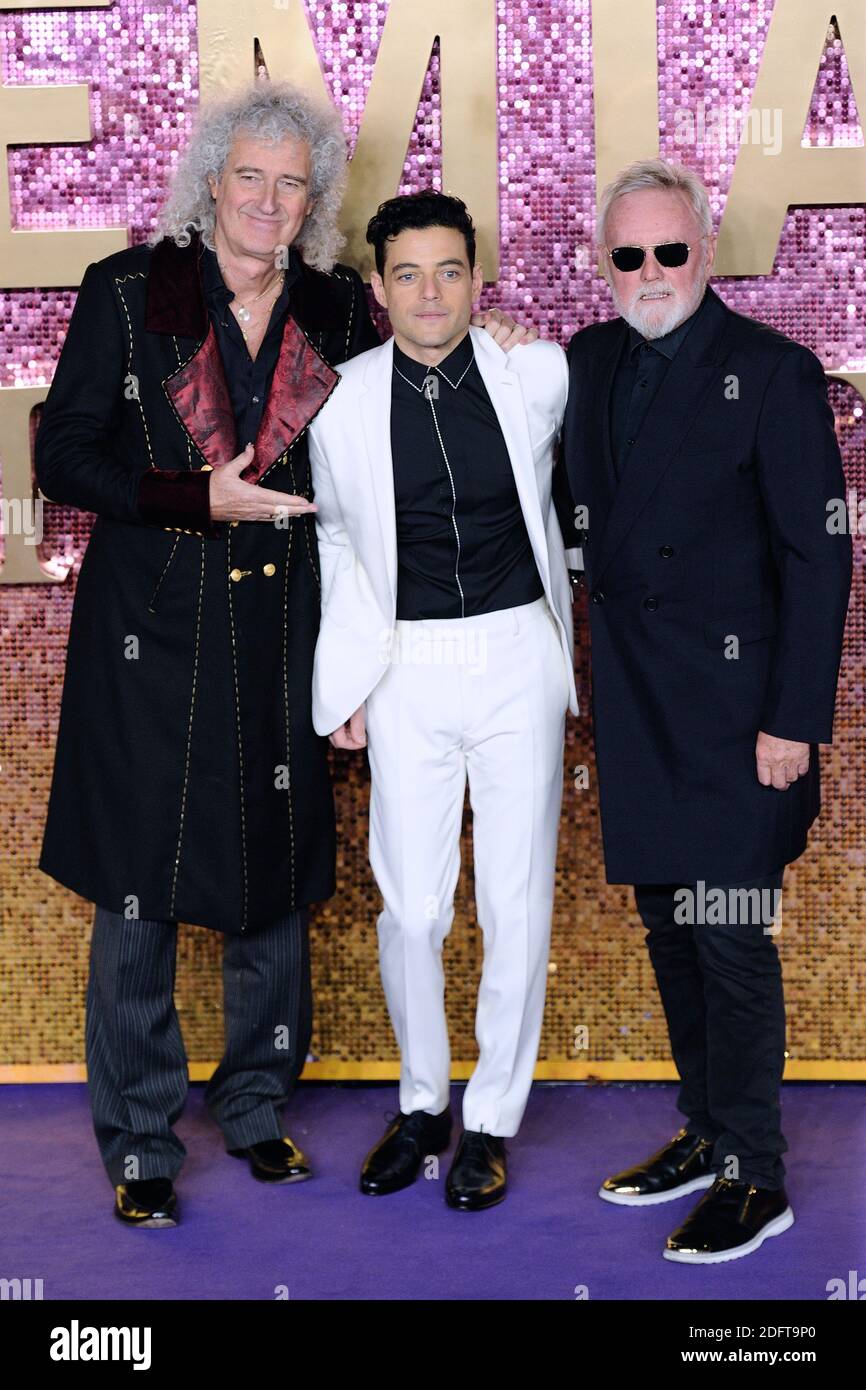 Brian May, Rami Malek and Roger Taylor attending the Bohemian Rhapsody ...
