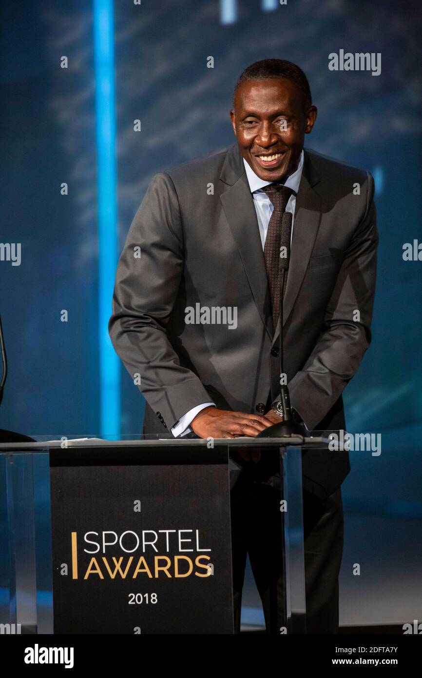 Linford Christie attends the Sportel 2018 Awards Ceremony held at the Grimaldi Forum in Monaco on October 23, 2018. Photo by Marco Piovanotto/ABACAPRESS.COM Stock Photo