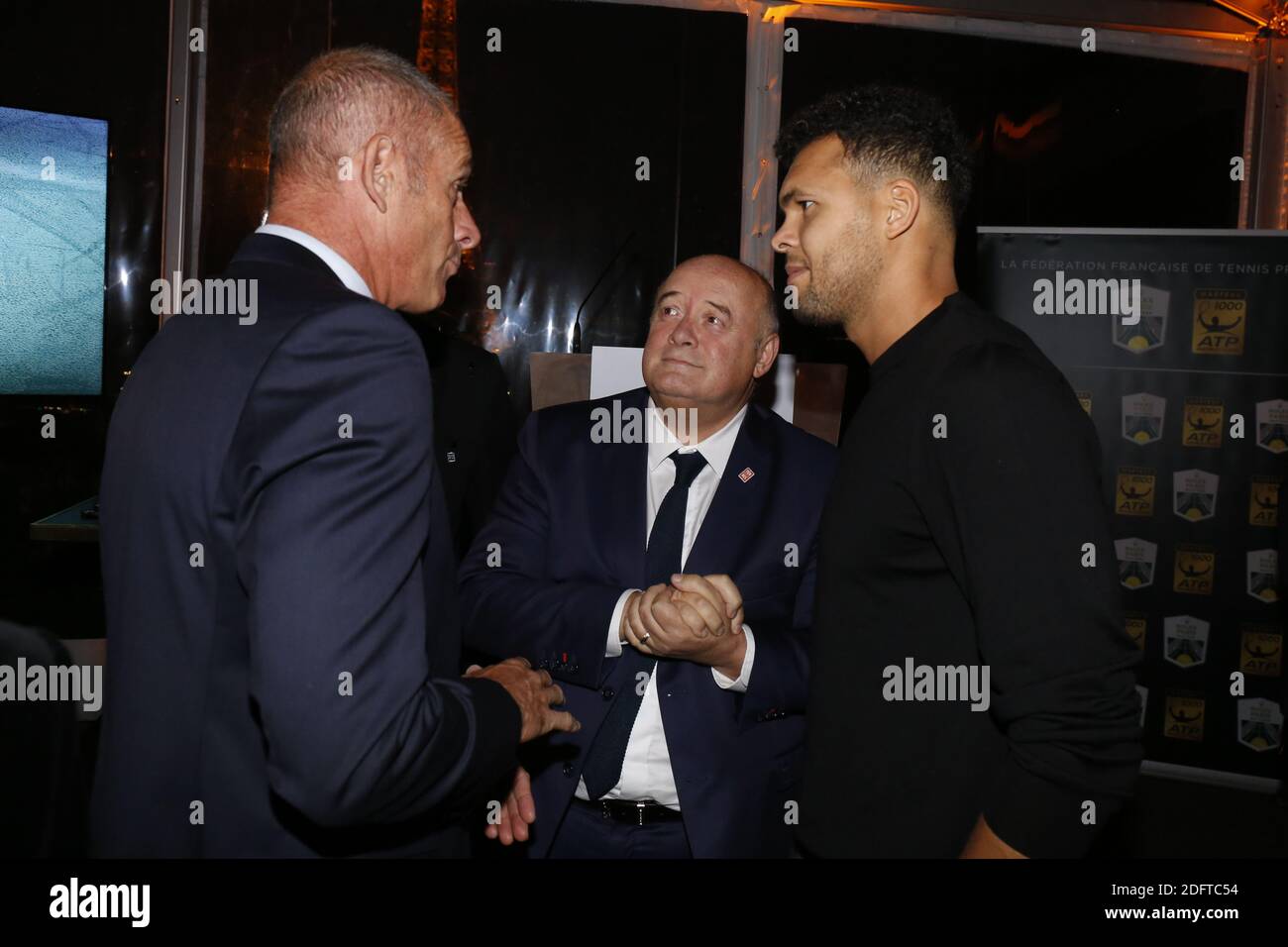 Jo-Wilfried Tsonga, Guy Forget and Bernard Guidicelli attending the draw of  the Tennis Paris Masters