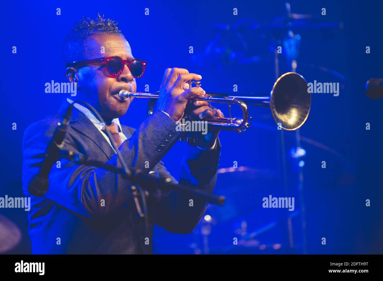 Roy Hargrove at Surgeres Brass Festival in 2017. He died the november 2018, 3rd. He was 49. Photo by Arnault SERRIERE / ABACA PRESS Stock Photo