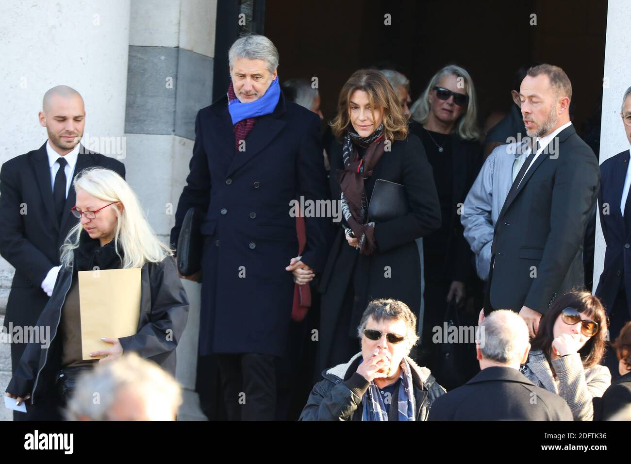 Antoine de Caunes and Daphne Roulier during the funeral of French ...