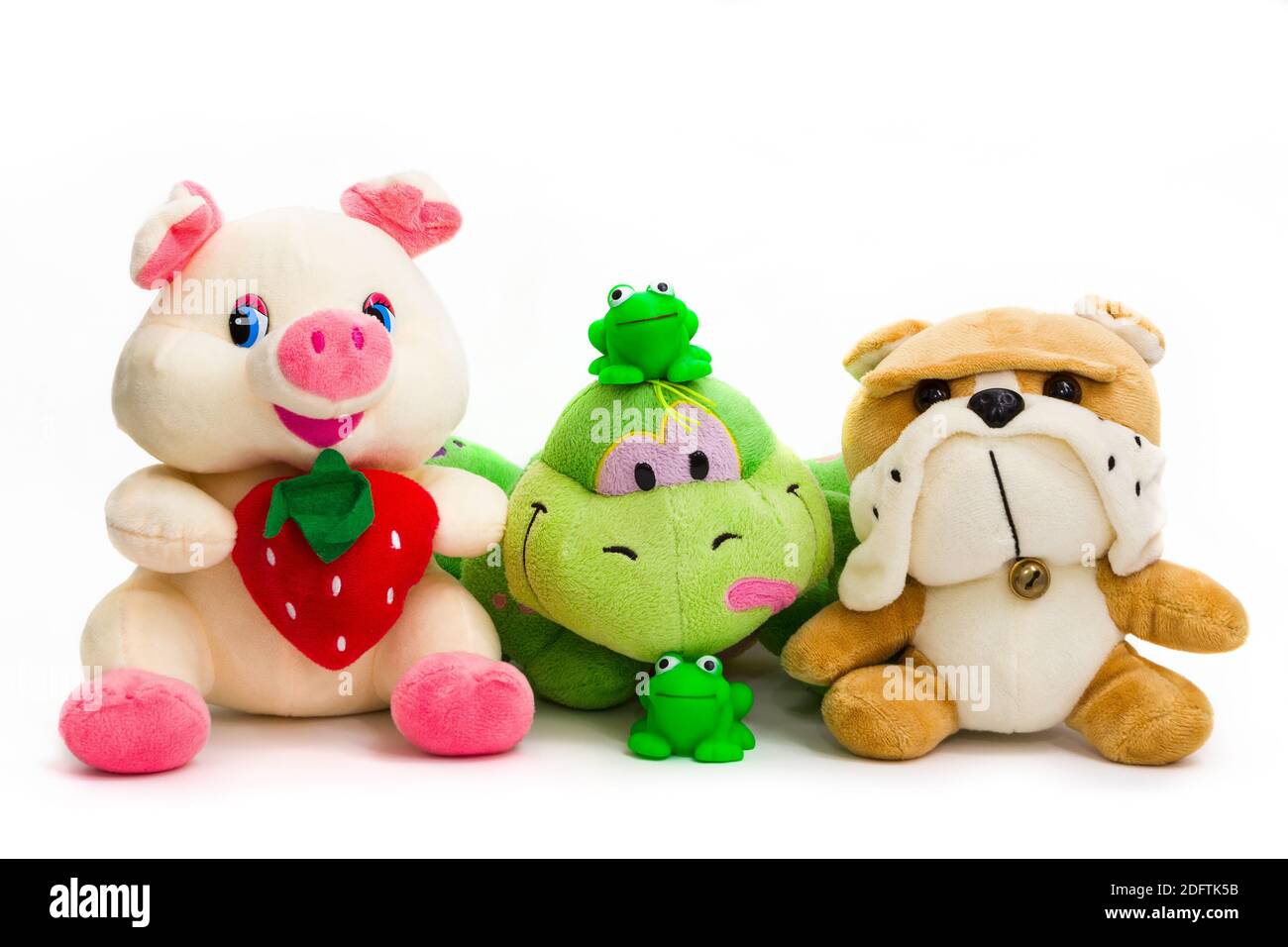 Children's soft toys on a white background. Stock Photo