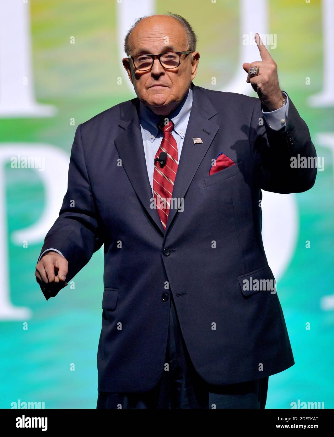 West Palm Beach, FL, USA. 19th Dec, 2020. Wearing his New York Yankee's World Series ring, Former New York City Mayor and attorney for President Donald Trump Rudy Giuliani speaks at the 2019 Turning Point USA Student Action Summit - Day 1 at the Palm Beach County Convention Center on December 19, 2019 in West Palm Beach, Florida. People: Rudy Giuliani Credit: Hoo Me/Media Punch/Alamy Live News Stock Photo