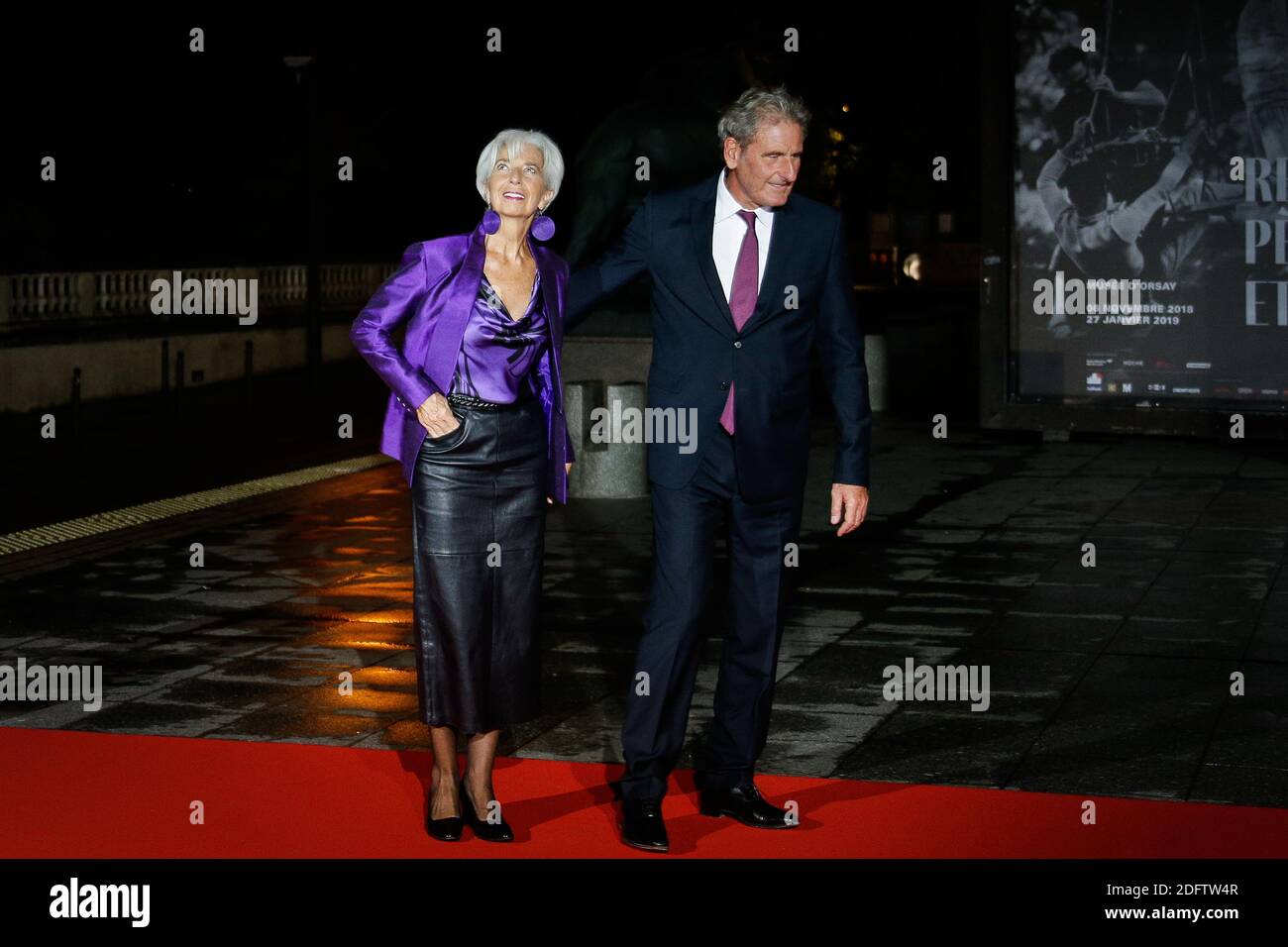 Christine Lagarde, Director-General of FMI and and her husband Xavier Giocanti arrives at the Museum Orsay for the dinner on the occasion of the international ceremony of the centenary of the armistice of 1918 on November 10, 2018 in Paris, France. Photo by Thibaud Moritz/ABACAPRESS.COM Stock Photo