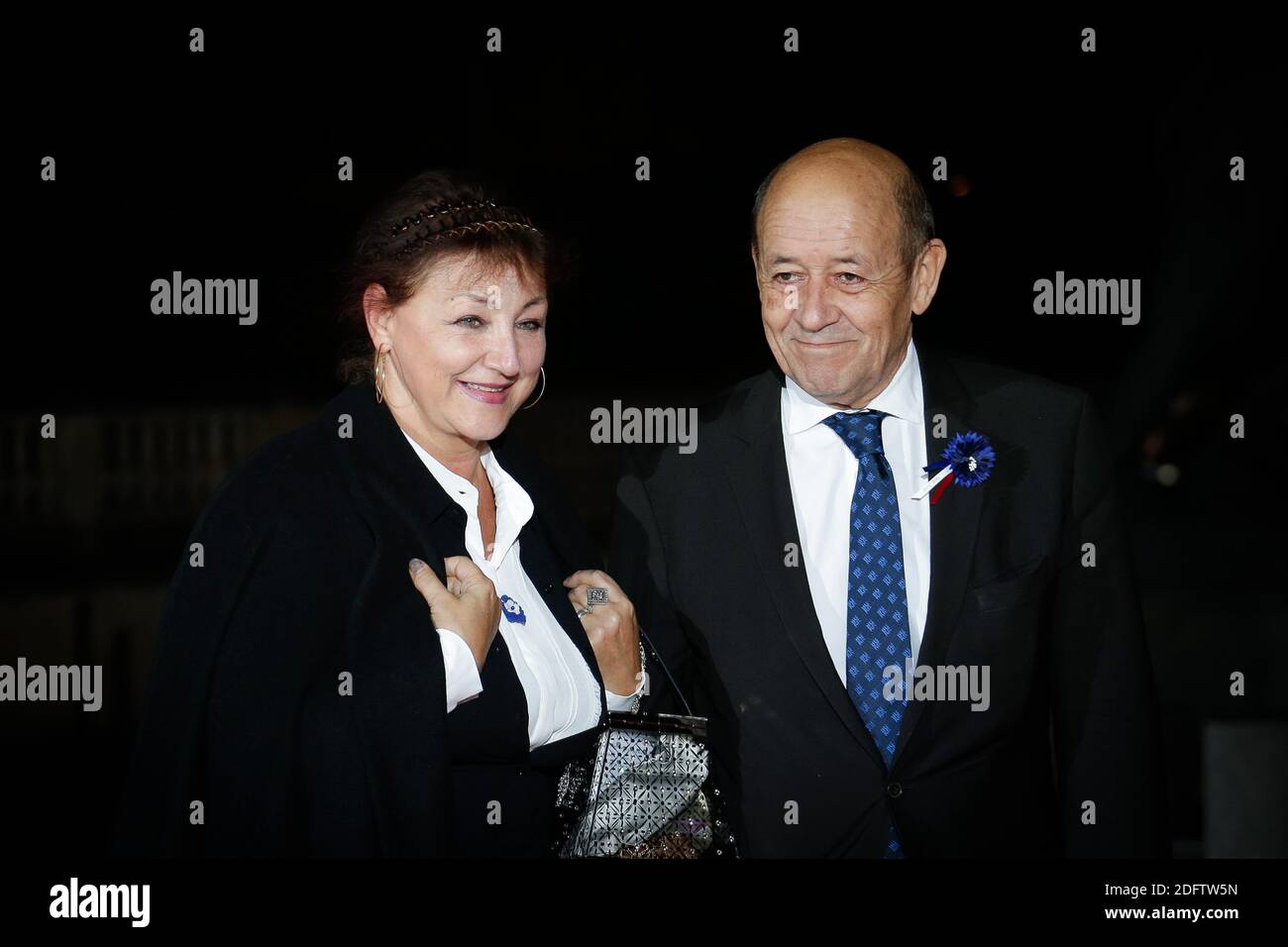 Jean Yves Le Drian and his wife Maria Vadillo arrives at the Museum Orsay  for the dinner on the occasion of the international ceremony of the  centenary of the armistice of 1918