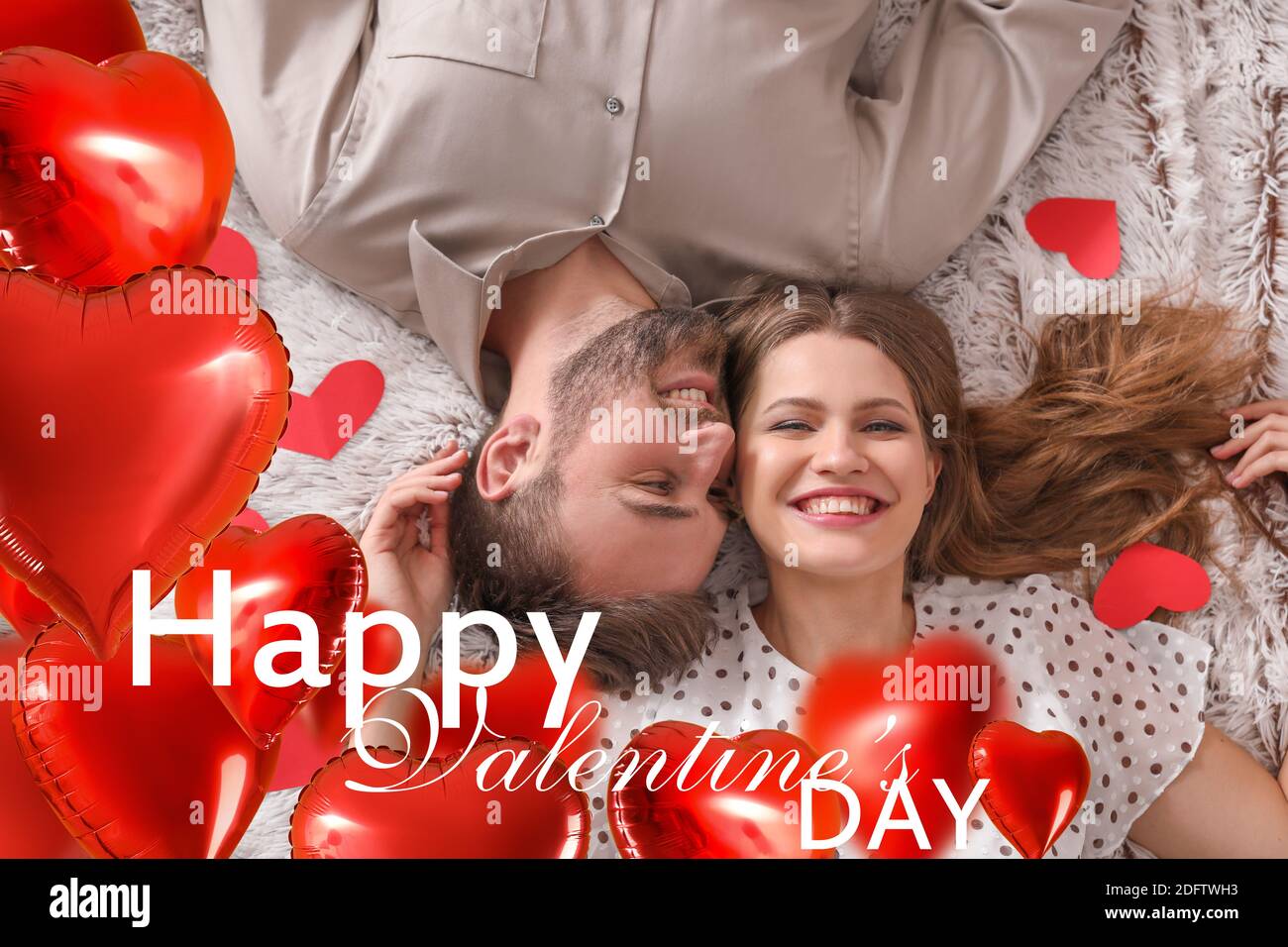Beautiful greeting card for Valentines Day with young couple Stock ...