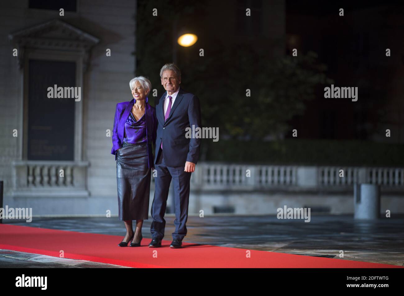 International Monetary Fund (IMF) Managing Director Christine Lagarde and her partner Xavier Giocanti arriving for a State Dinner at the Musee d'Orsay in Paris, France, for the centenary of the end of World War I on November 10, 2018. Photo by Eliot Blondet/ABACAPRESS.COM Stock Photo