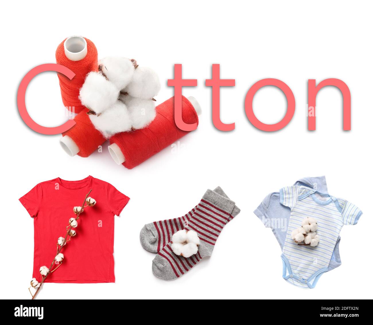 Set of different cotton clothes on white background Stock Photo Alamy
