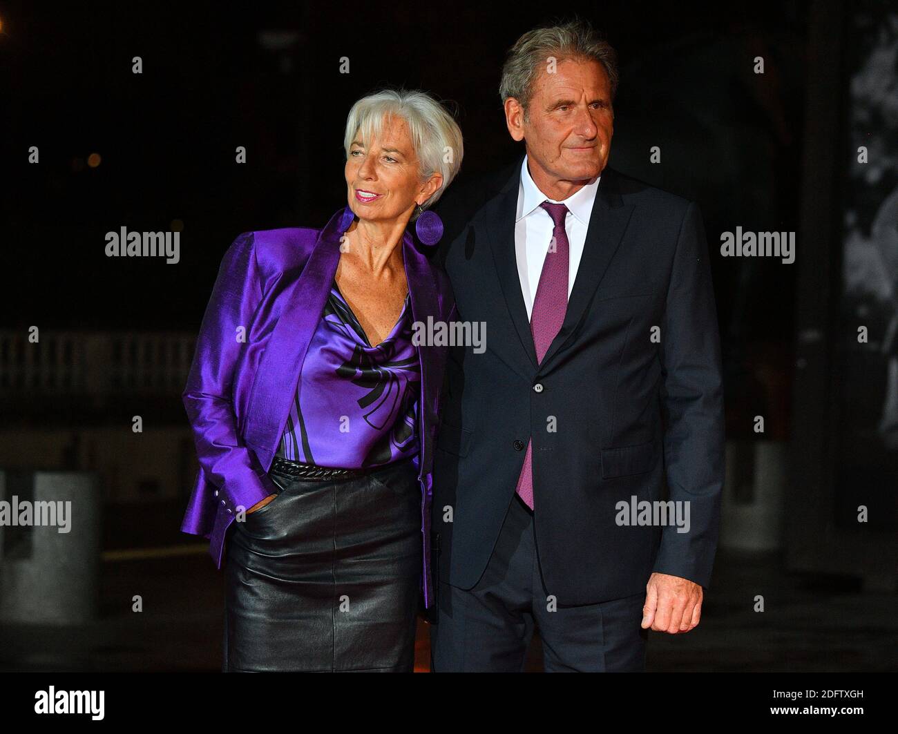 International Monetary Fund (IMF) Managing Director Christine Lagarde and her partner Xavier Giocanti arriving on eve of the commemoration of the Centenary of Armistice Day 1918 for a State Dinner in Musee d'Orsay, Paris, France on November 10th,2018. Photo by Christian Liewig/ABACAPRESS.COM Stock Photo