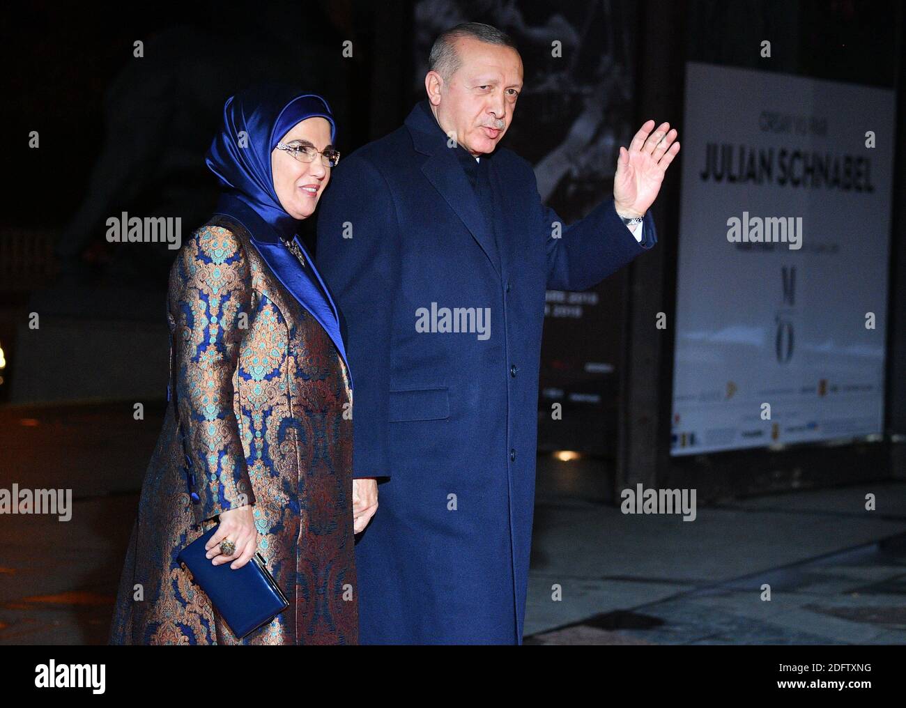 Recep Tayyip Erdogan and his wife Emine arriving on eve of the ...
