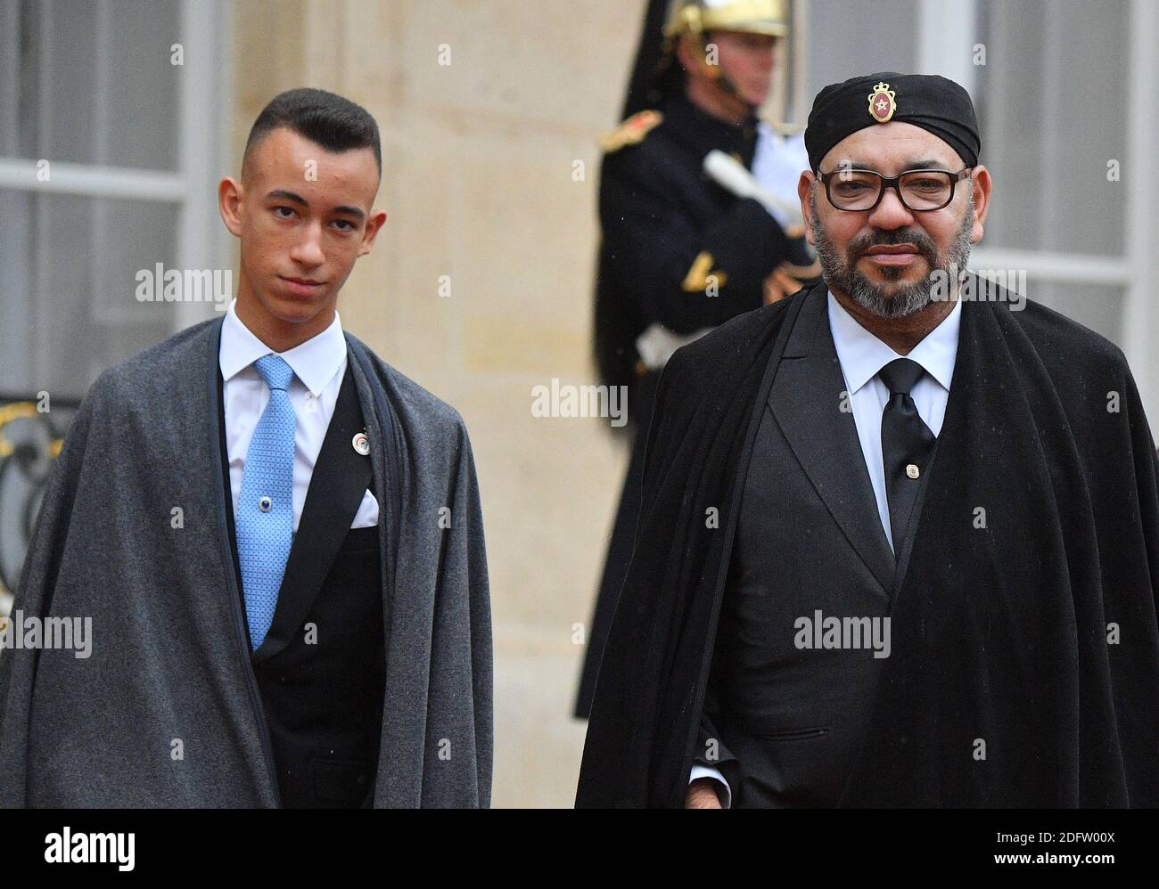 Moroccan King Mohammed VI And His Son Crown Prince Hassan Moulay Leave 