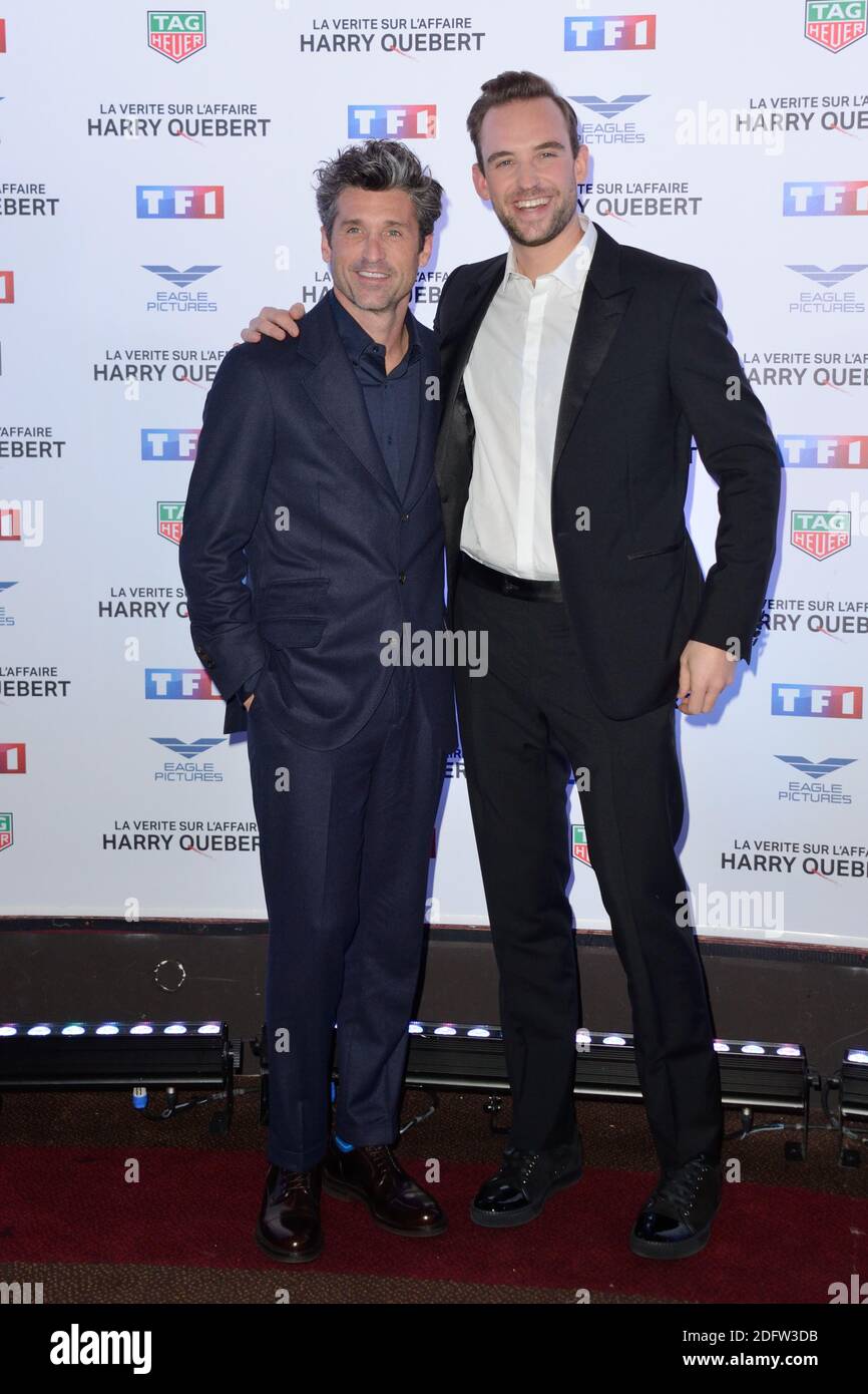 Patrick Dempsey and Joel Dicker attending the Premiere of the series La  Verite Sur L'Affaire Harry Quebert at the Gaumont Marignan cinema in Paris,  France on November 12, 2018. Photo by Aurore