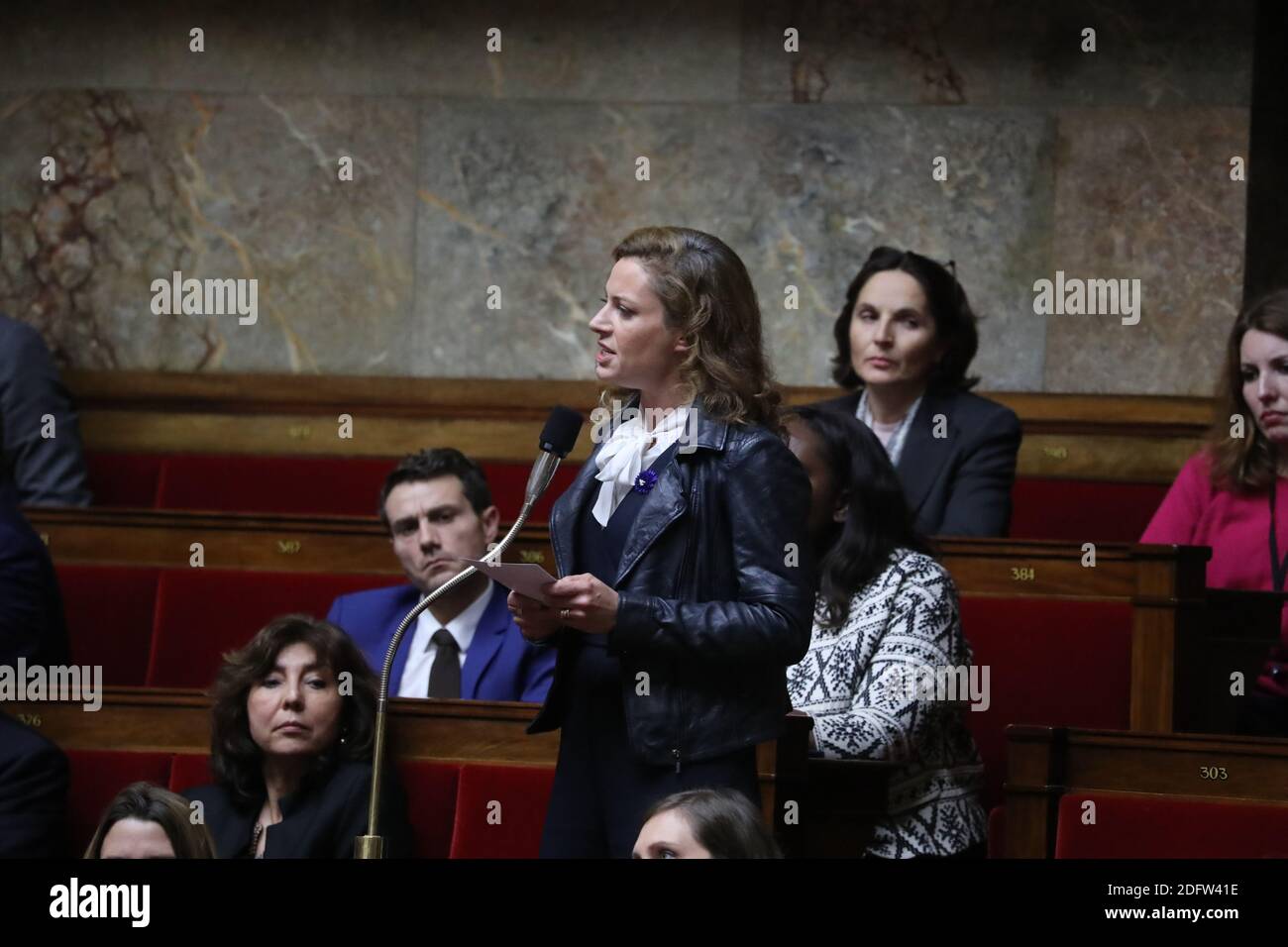 Member of Parliament for 'La Republique en Marche' Blandine Brocard during a session of 'Questions to the Government' at the French National Assembly in Paris, France on November 13th, 2018. Photo by Henri Szwarc/ABACAPRESS.COM Stock Photo