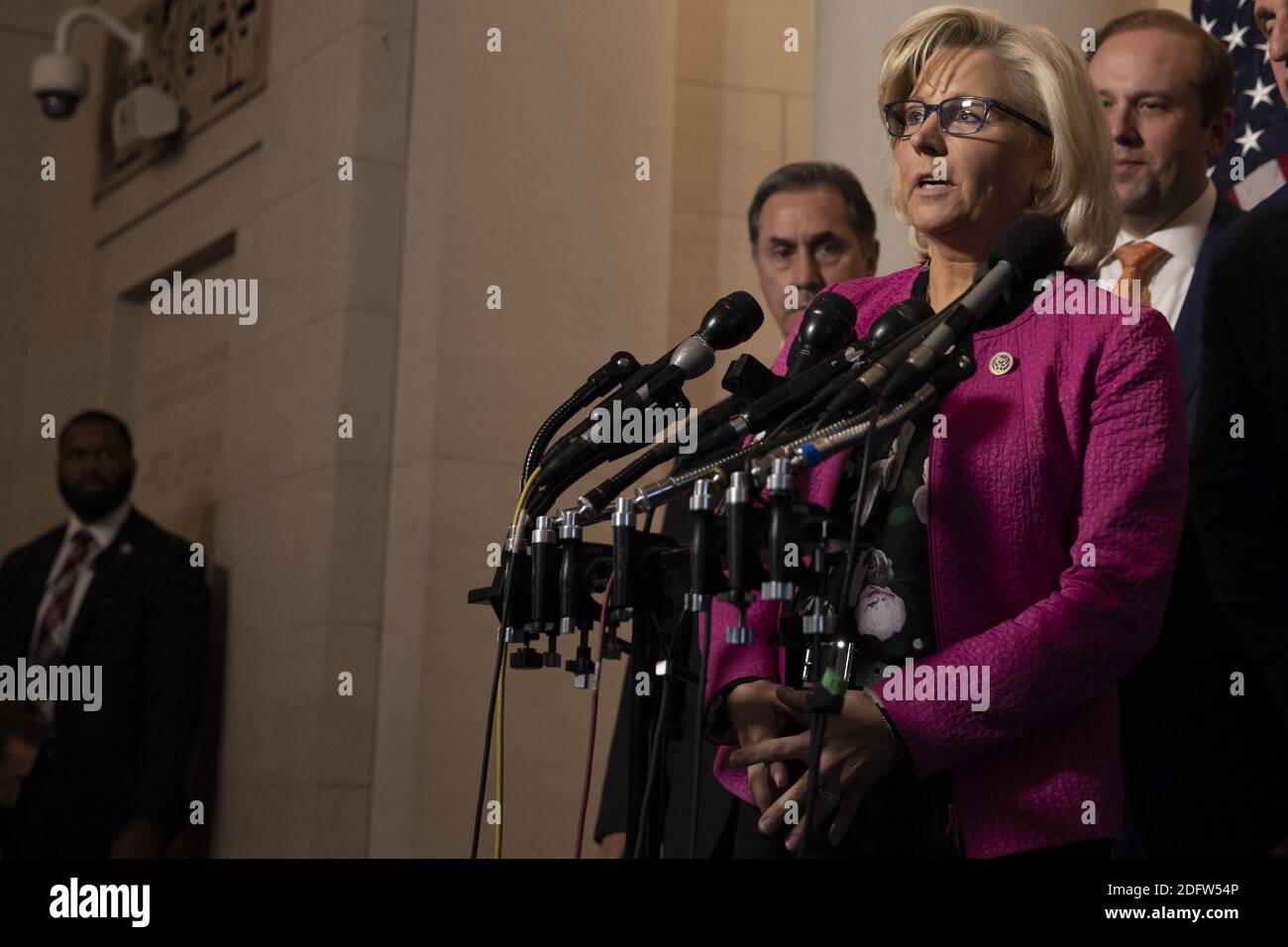 United States House of Representatives Republican Conference Chair Liz Cheney, Republican of Wyoming, speaks during a press conference after the conclusion of the House Republican Caucus leadership elections on Capitol Hill in Washington, DC, USA on November 14, 2018. Photo by Alex Edelman/CNP/ABACAPRESS.COM Stock Photo