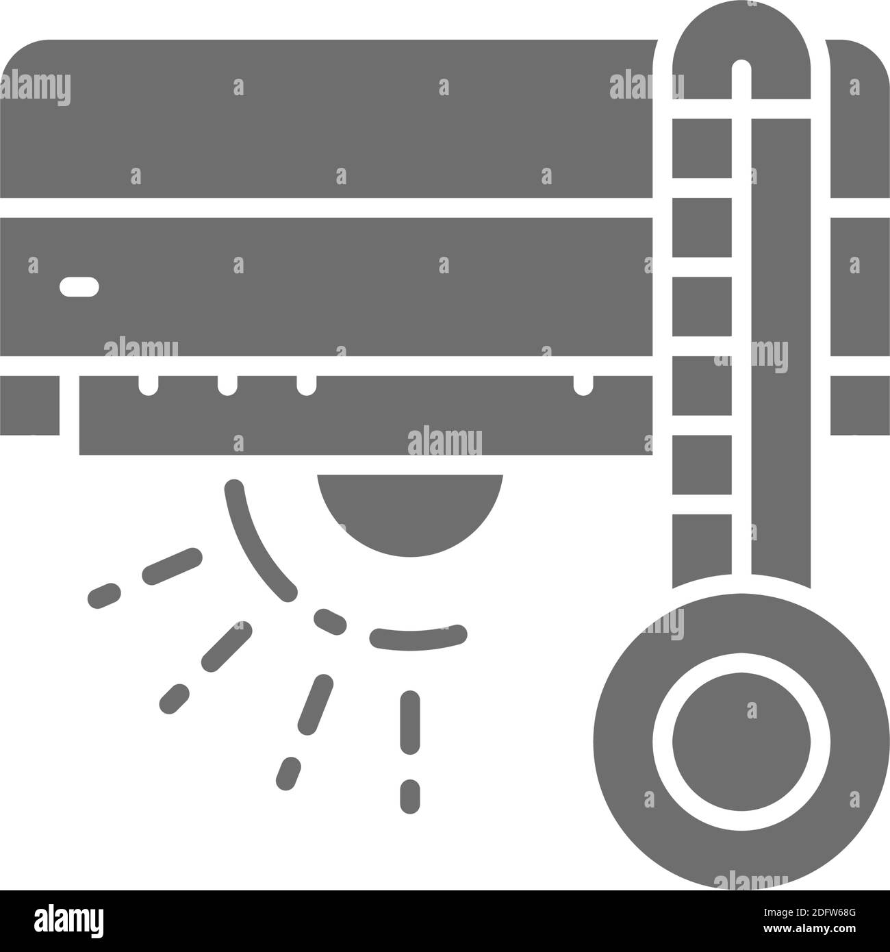 Air conditioning with air heating grey icon. Stock Vector