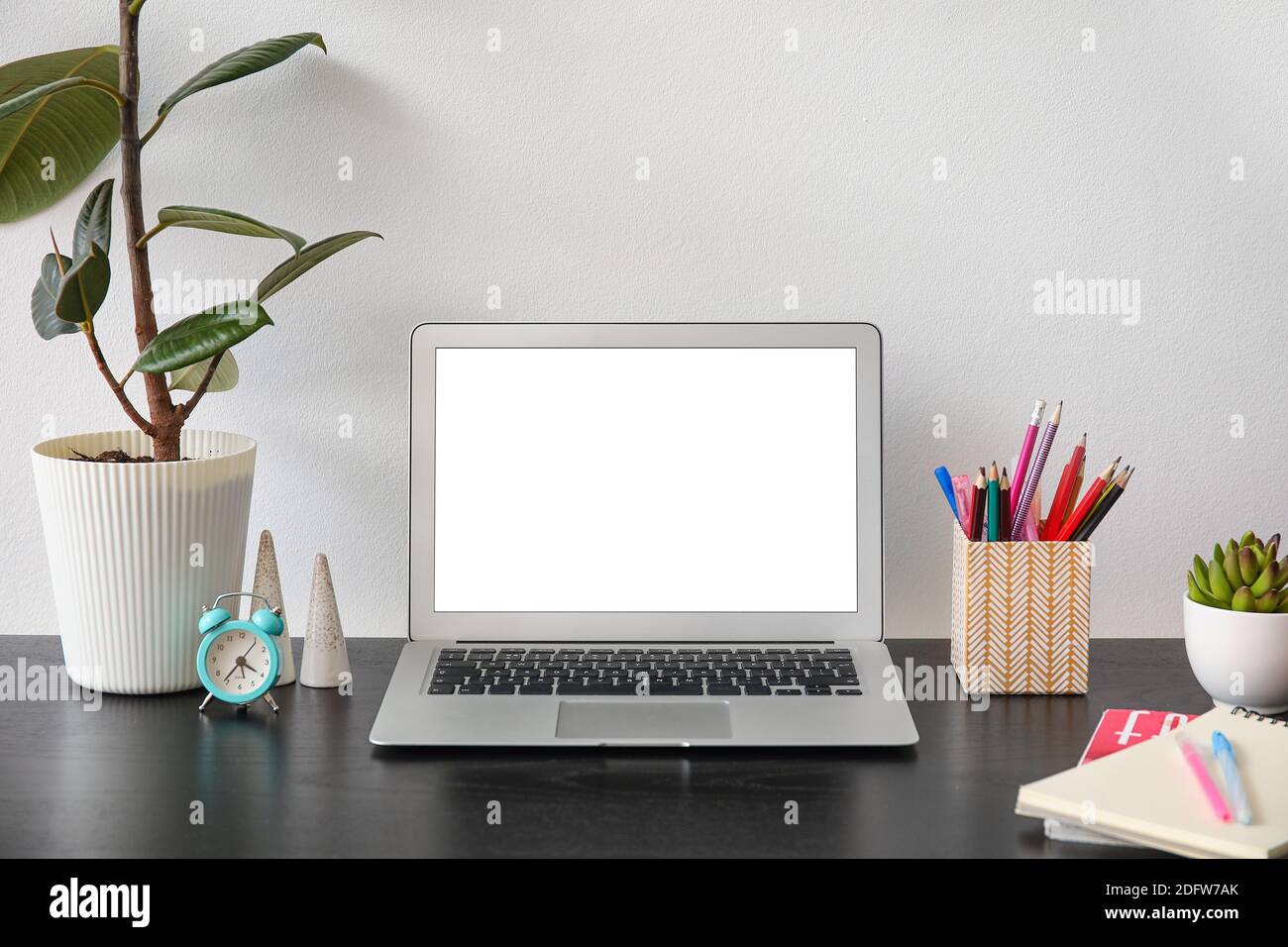 Comfortable workplace with modern computer in office Stock Photo - Alamy