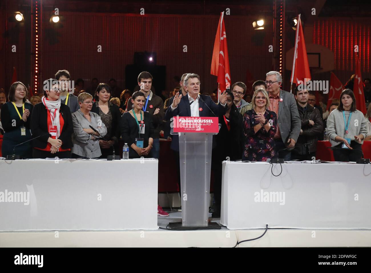 Fabien Roussel is elected as National-Secretary of the French Communist Party (PCF) in Ivry-sur-Seine, France on November 25th, 2018. Photo by Henri Szwarc/ABACAPRESS.COM Stock Photo