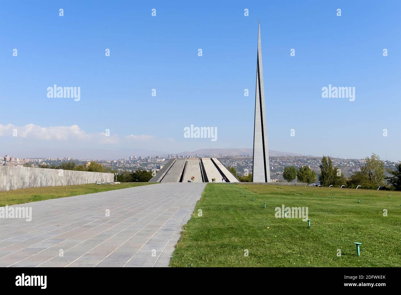 Armenian Genocide Memorial Complex and Museum Institute on Tsitsernakaberd Hill in Yerevan, Armenia. Stock Photo