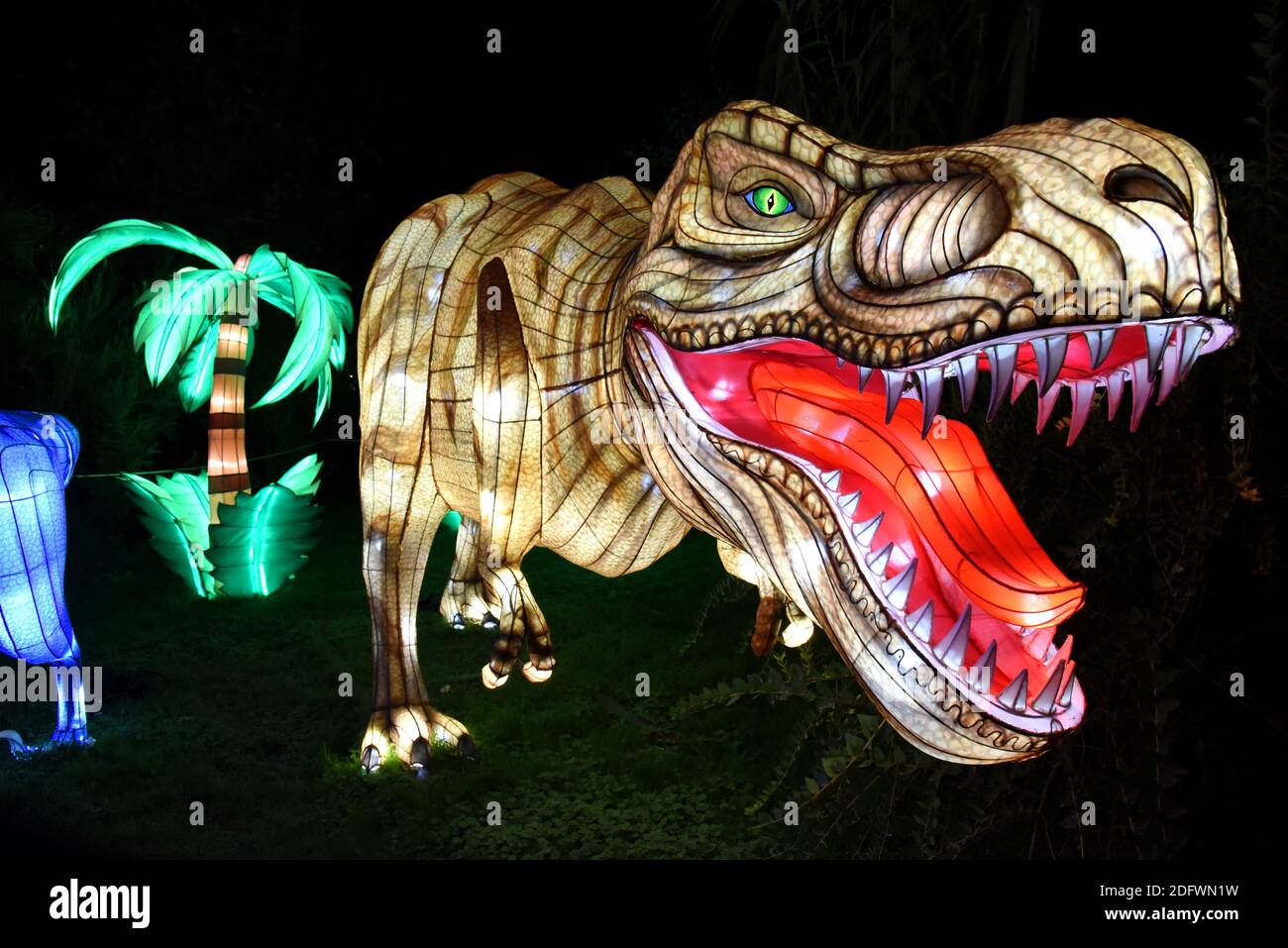 A picture taken on November 29, 2018 shows giant animal shaped light structures displayed at the Jardin des Plantes 'botanical garden' Zoo in Paris, as part of the Light Festival exhibition entitled 'Espèces en voie d'illumination' which runs from November 16, 2018 to January 15, 2019. Photo by Alain Apaydin/ABACAPRESS.COM Stock Photo