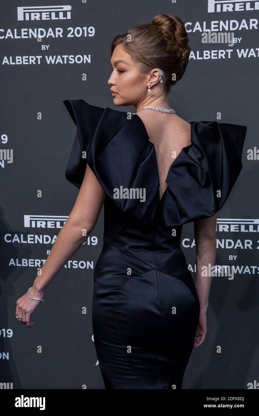 Gigi Hadid attends the gala night for the official presentation of Pirelli  Calendar 2019 The Cal held at the Hangar Bicocca in Milan, Italy on  December 5, 2018. Photo by Marco Piovanotto/ABACAPRESS.COM