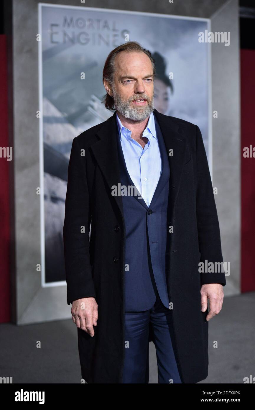 Hugo Weaving attends the Mortal Engines premiere in Los Angeles ...