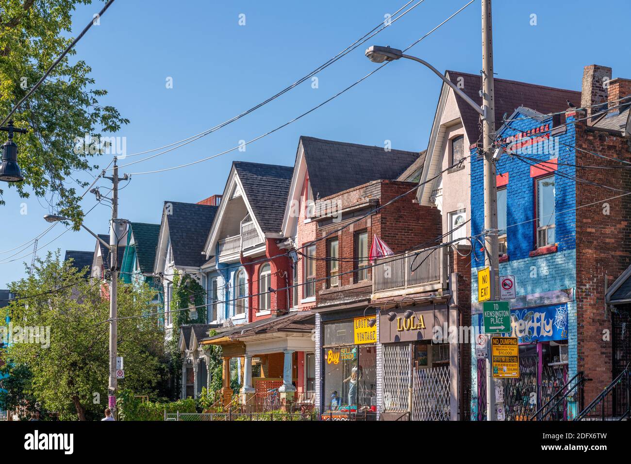 Kensington Market in Toronto, Canada. Old architecture styles in houses Stock Photo