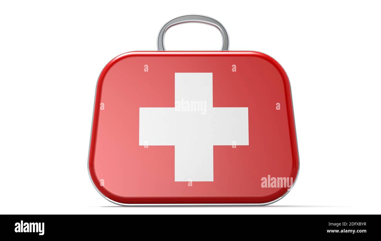 First aid kit box isolated on white background, 3D rendering Stock ...