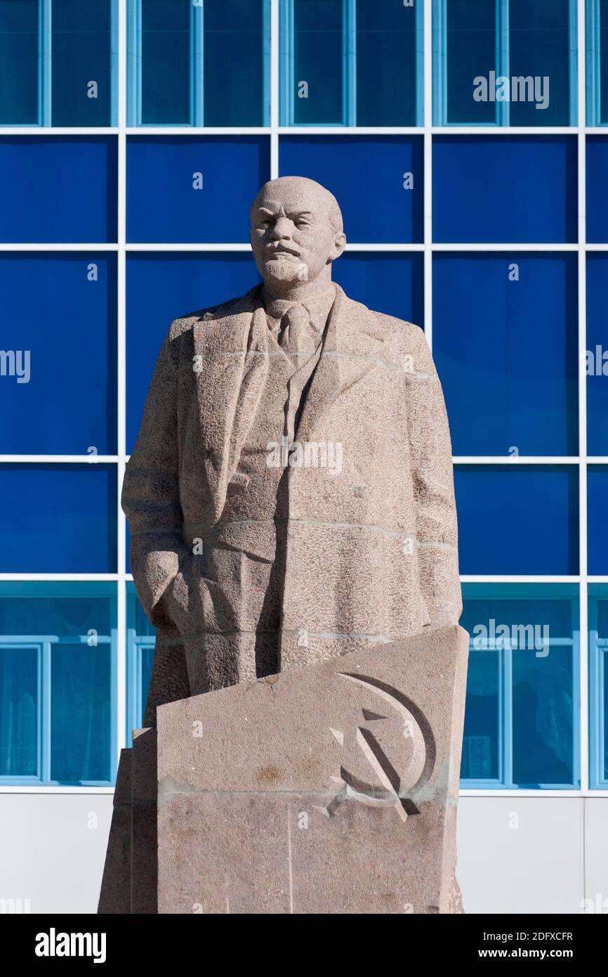 Statue of Lenin, Communist leader, Anadyr, Chukotka Autonomous Okrug, Russia Stock Photo