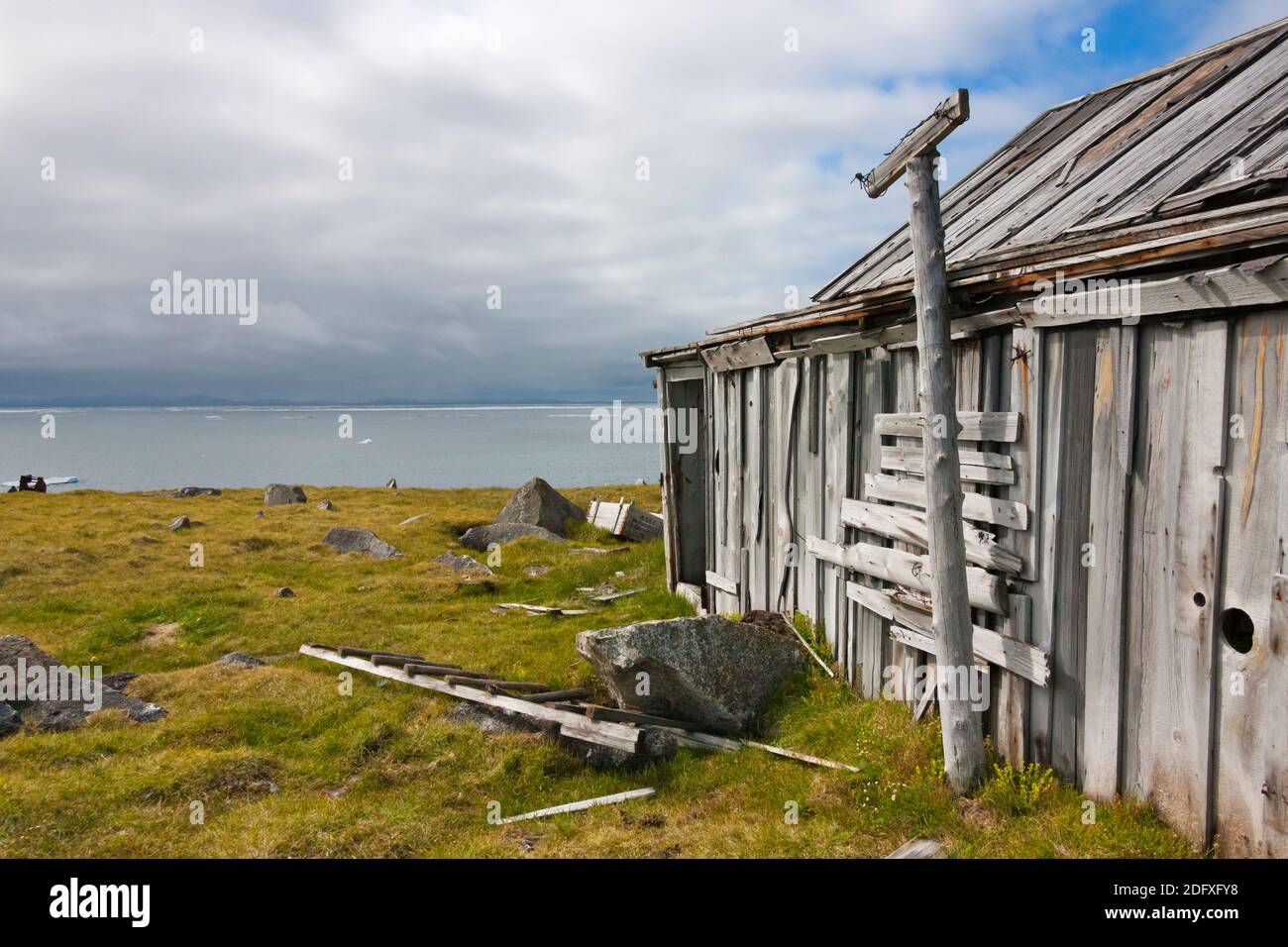 Abandoned house, Kolyuchin Island, once an important Russian Polar Research Station, Bering Sea, Russian Far East Stock Photo